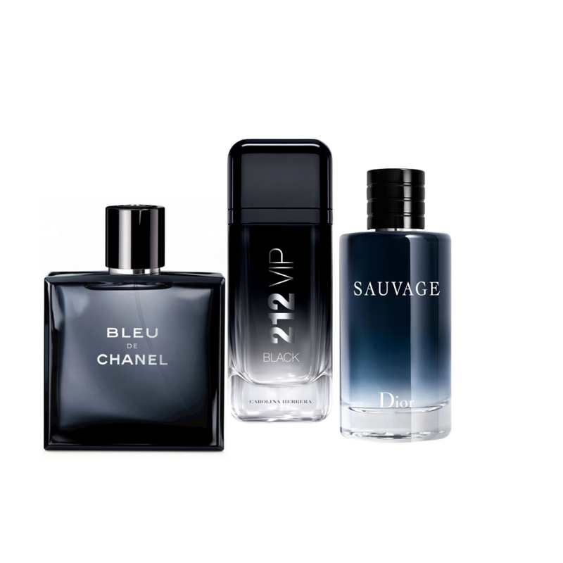 🔥 KIT EXCLUSIVO: 3 PERFUMES DE HOMBRE IMPORTADOS (100ml c/u) ¡SÓLO ESTA SEMANA! 🔥 🌟 Sauvage Dior | Bleu de Chanel | 212 VIP Black 🌟  ¡SOLO POR TIEMPO LIMITADO! 🛒 Corre antes de que se agoten 🌐